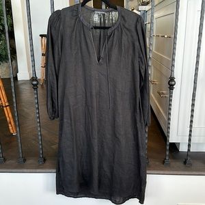James Peres black linen dress midi length -